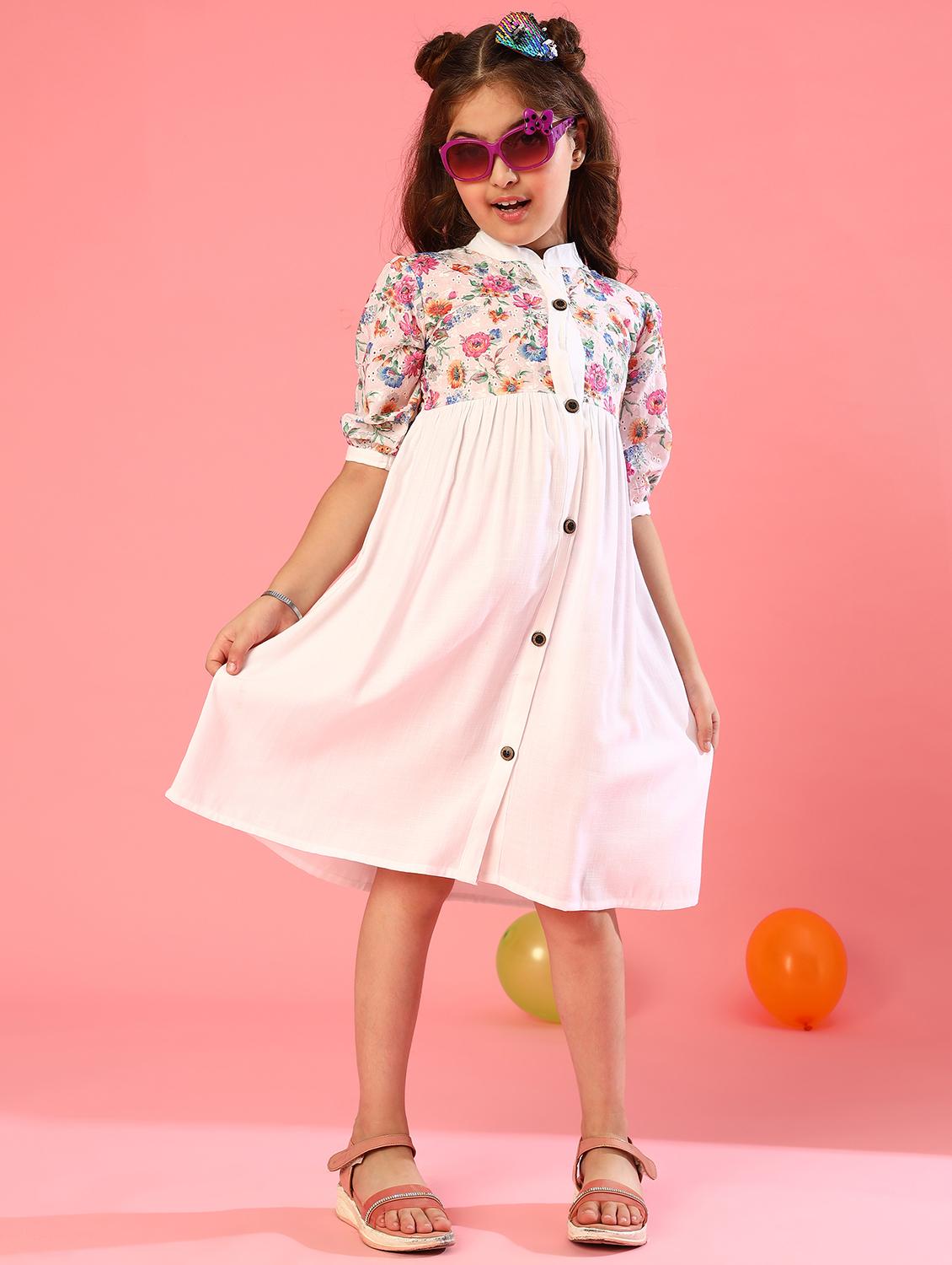 girls floral print cotton frock - 20727711 - Standard Image - 1