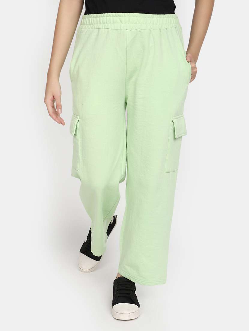 mid rise solid track pant - 20727763 -  Zoom Image - 0
