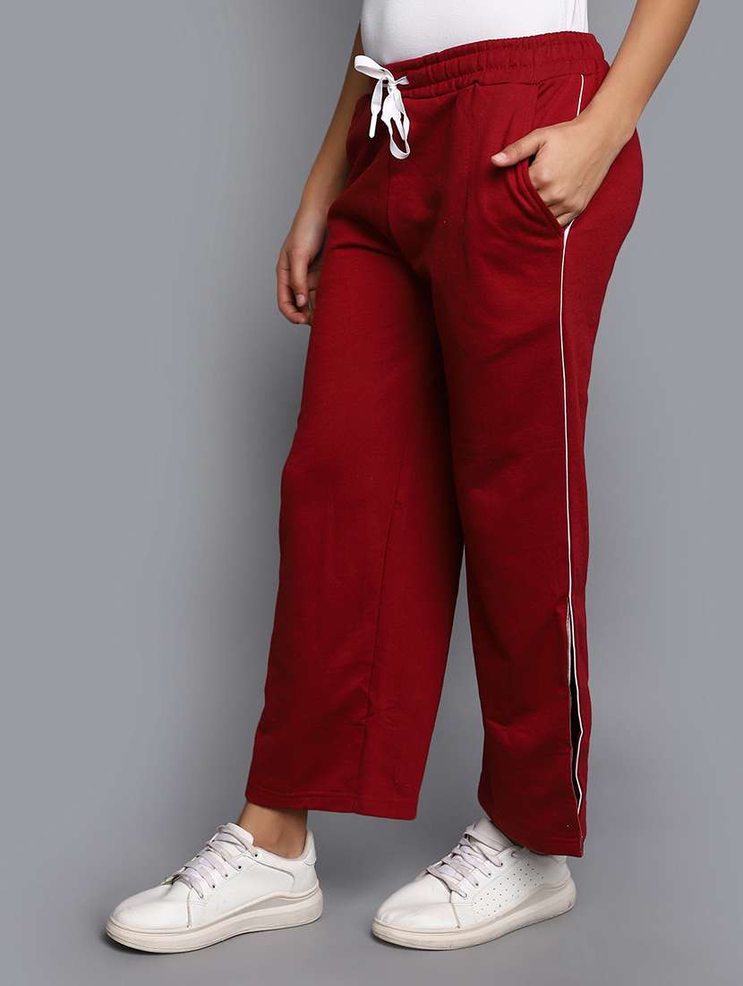 mid rise solid track pant - 20727764 - Standard Image - 1