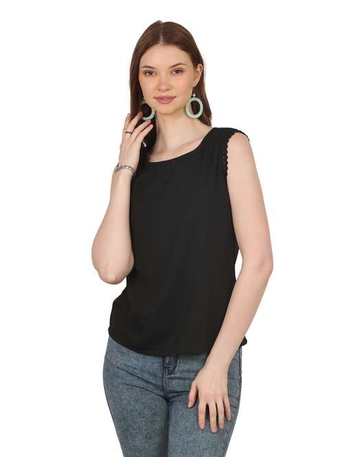 women solid round neck sleeveless top - 20727805 - Standard Image - 0