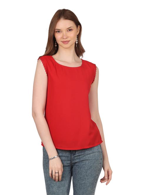 women solid round neck sleeveless top - 20727806 - Standard Image - 0