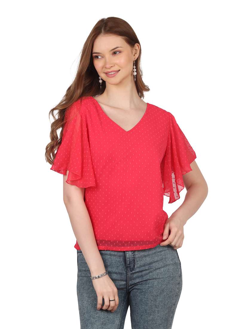 women self designed flared sleeves top