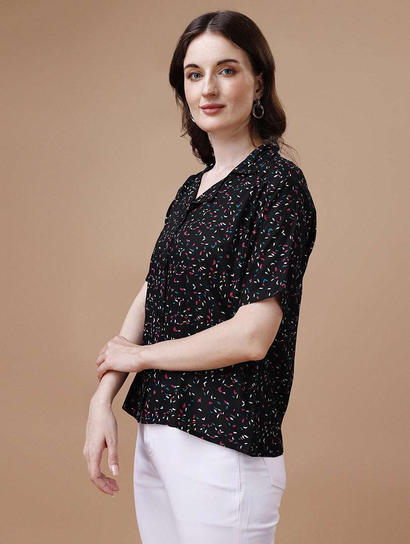 women printed lapel neck regular shirt - 20727842 -  Standard Image - 1