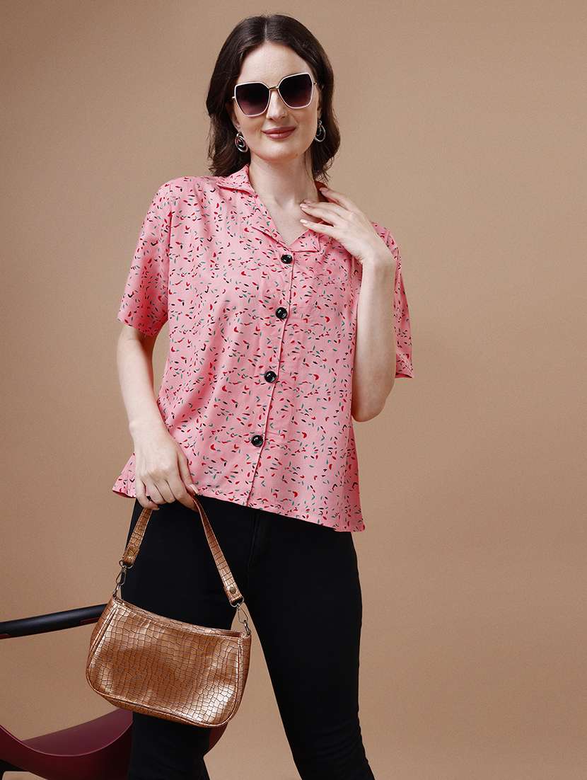 women printed lapel neck regular shirt - 20727845 -  Standard Image - 1