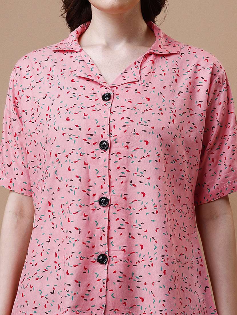 women printed lapel neck regular shirt - 20727845 -  Standard Image - 4