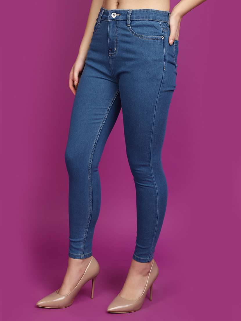 women blue plain skinny jean - 20728062 -  Standard Image - 1