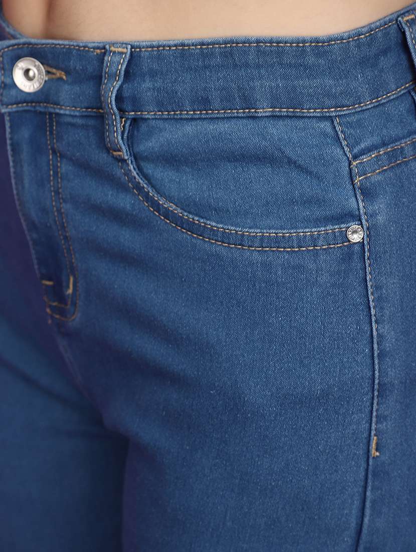 women blue plain skinny jean - 20728062 -  Standard Image - 4