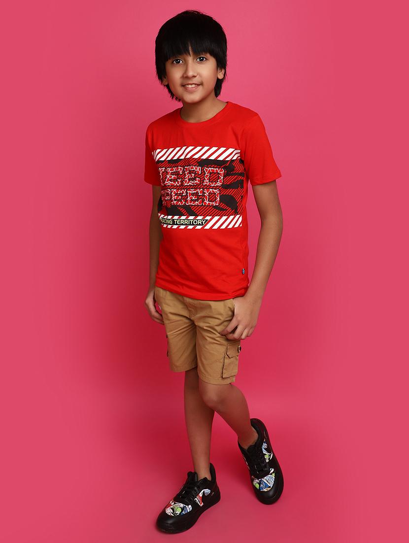 boys red typographic regular t-shirt - 20728068 - Standard Image - 4