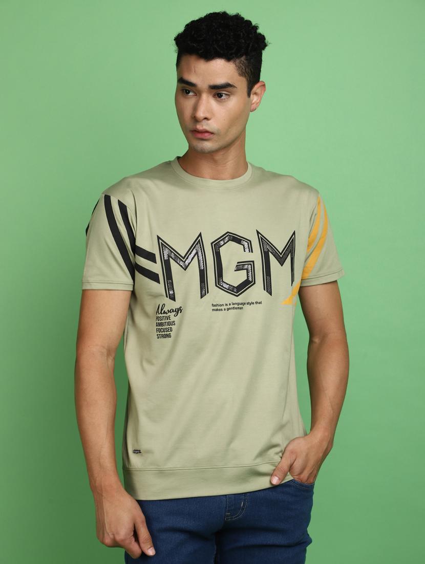 men round neck front print t-shirt - 20728124 -  Zoom Image - 0