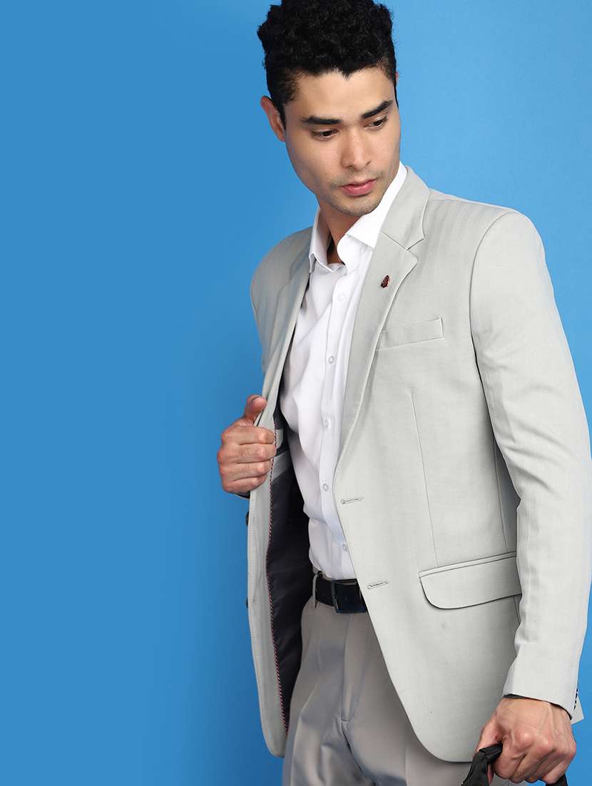 men notched lapel neck solids casual blazer - 20728199 -  Standard Image - 1