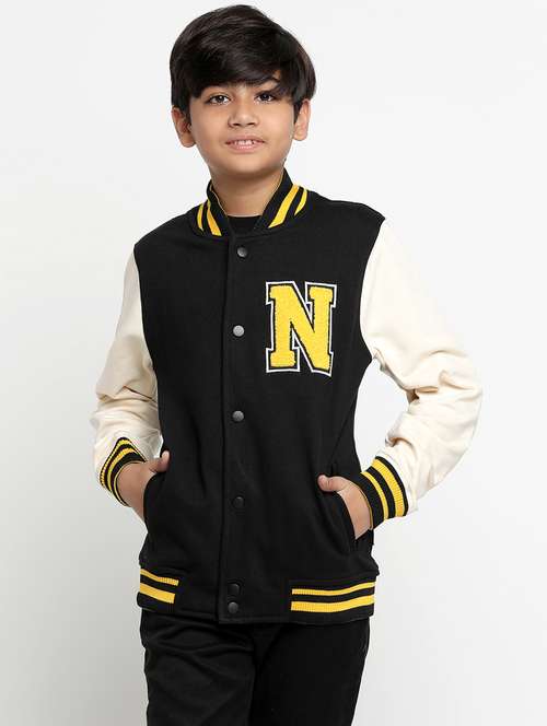 boy placement print long sleeves varsity jacket - 20728449 -  Standard Image - 0