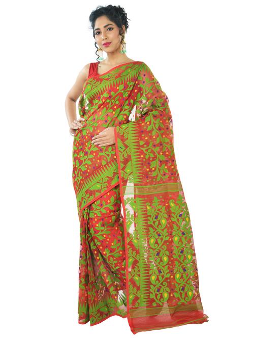 women red self design jamdani saree - 20728456 - Standard Image - 0