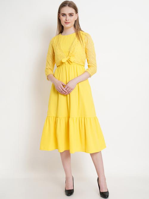 women embroidered round neck tiered dress - 20728565 -  Standard Image - 0