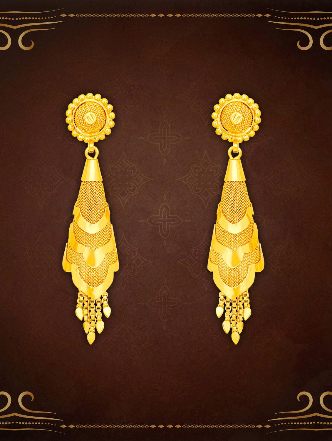 gold brass drop earring - 20728861 -  Zoom Image - 0