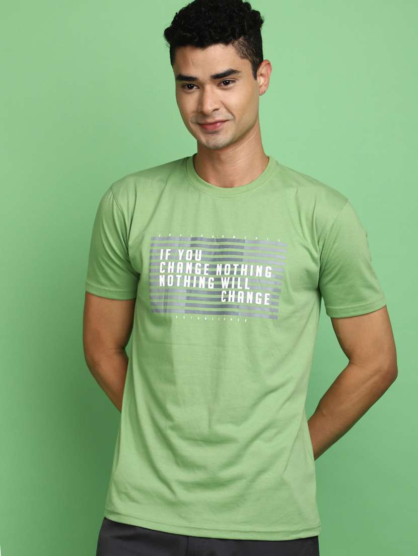 men round neck front print t-shirt - 20729044 -  Standard Image - 1