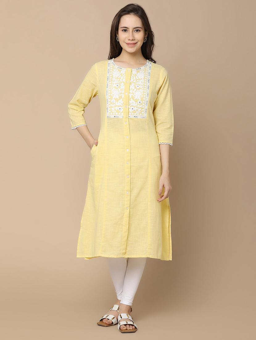women three quarter sleeve a-line kurta - 20729066 - Zoom Image - 0