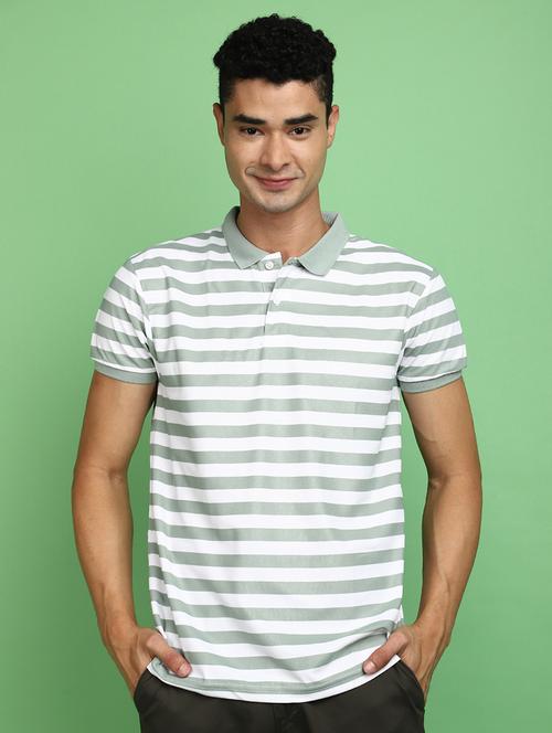men striped short sleeve polo t-shirt - 20729080 - Standard Image - 0