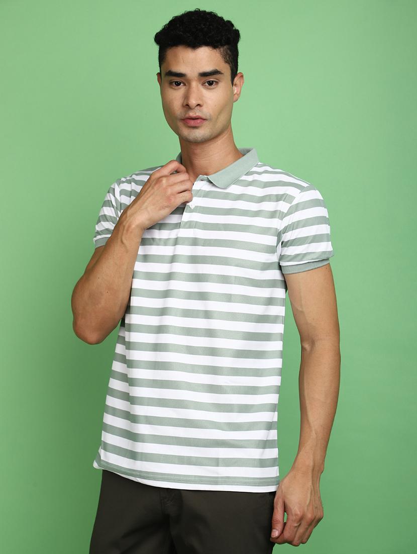 men striped short sleeve polo t-shirt - 20729080 - Standard Image - 1
