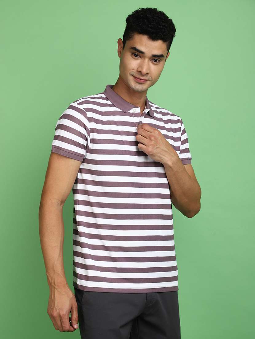 men striped short sleeve polo t-shirt - 20729081 -  Standard Image - 1