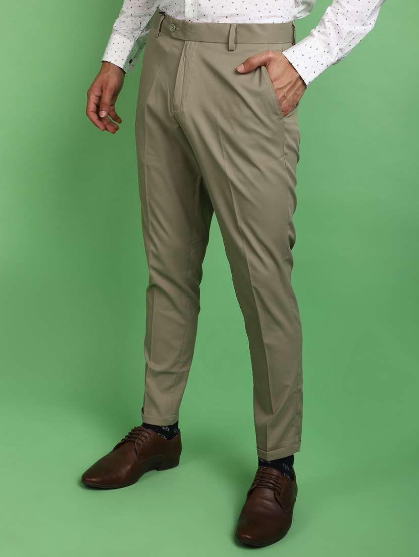 men mid rise solid flat front formal trouser - 20729091 -  Standard Image - 1