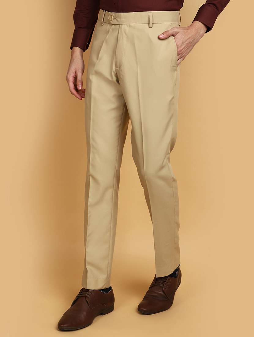 men mid rise solid flat front formal trouser - 20729094 -  Standard Image - 1