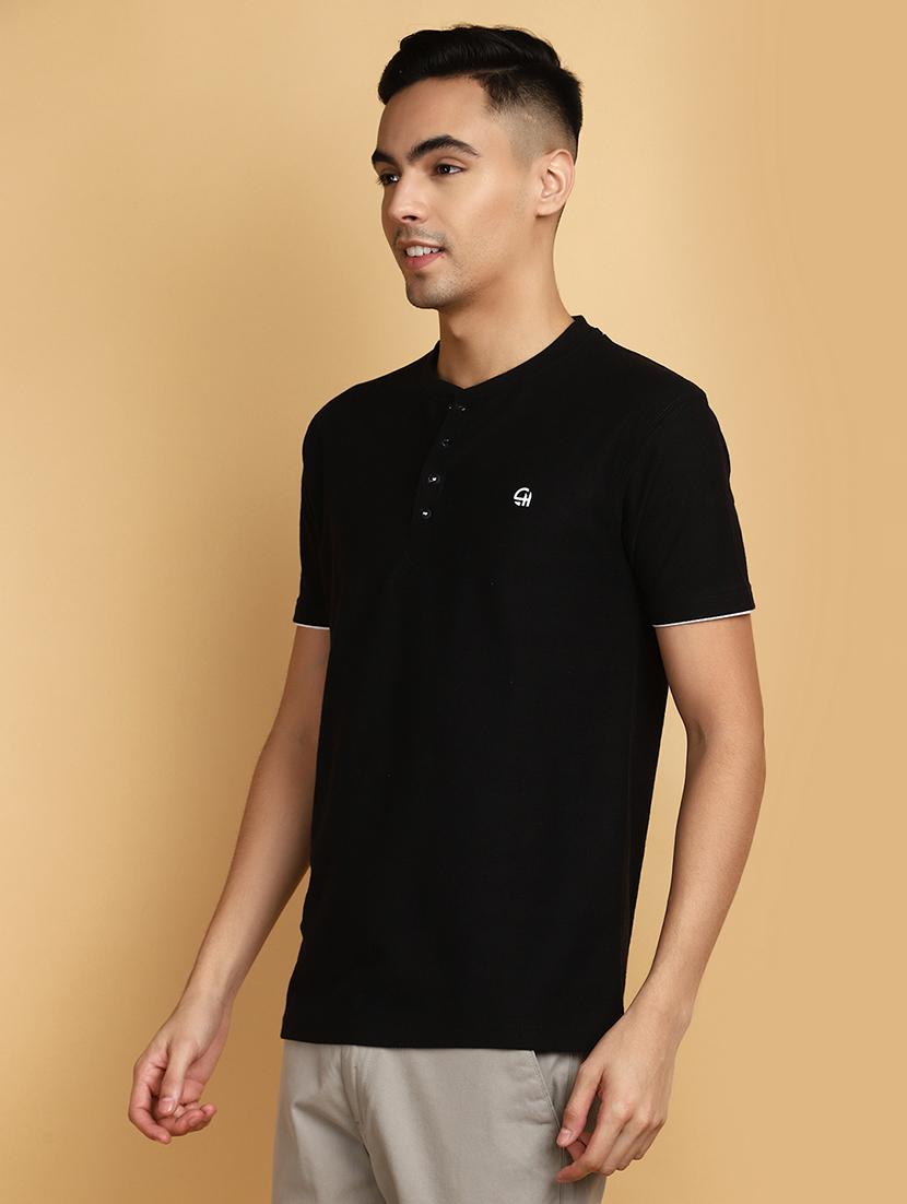 black solid cotton t-shirt - 20729252 -  Standard Image - 1
