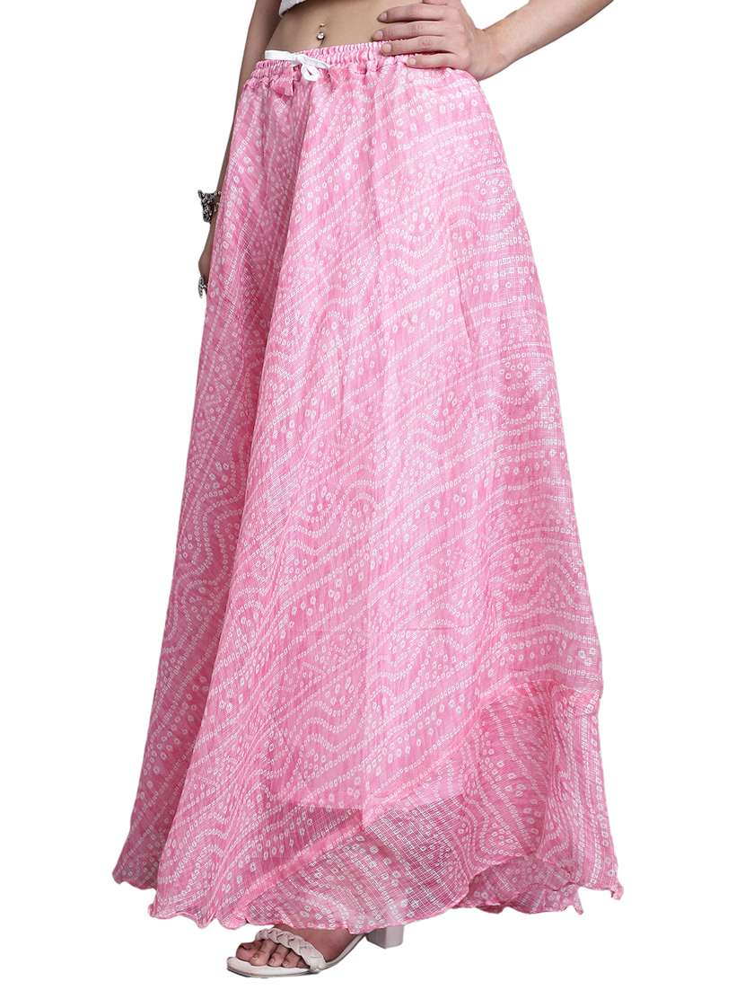 women bnadhani print flared skirt - 20730358 -  Standard Image - 1