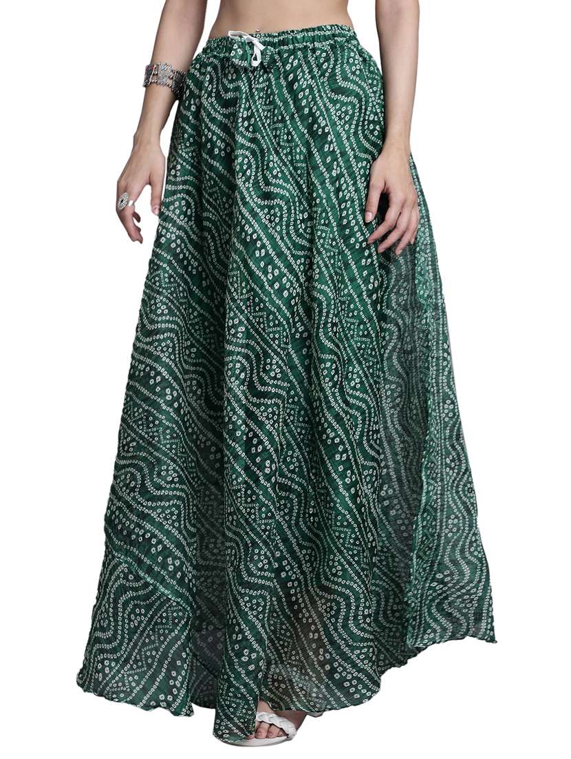 women bnadhani print flared skirt - 20730360 - Standard Image - 1