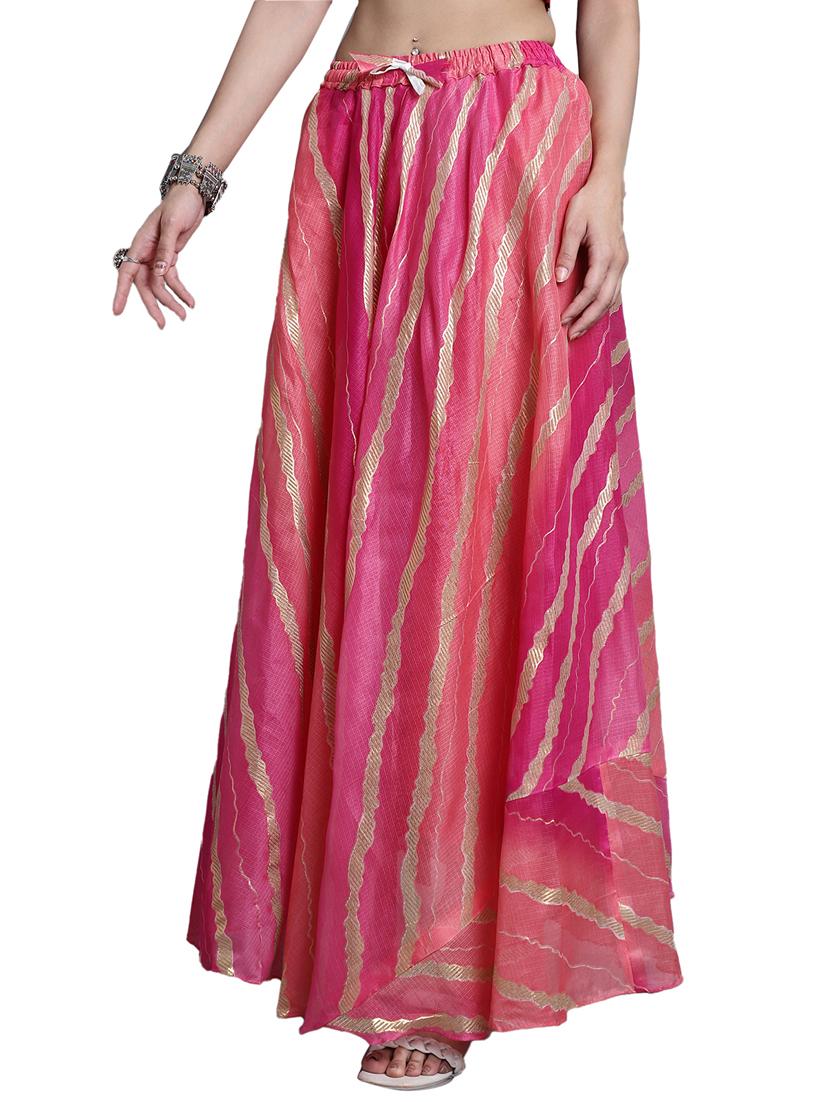women printed flared maxi skirt - 20730366 - Standard Image - 1
