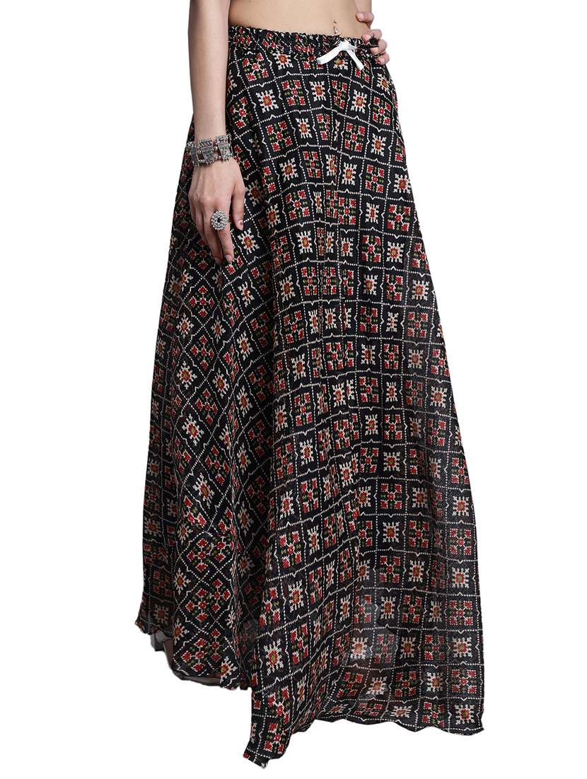 women printed flared maxi skirt - 20730371 -  Standard Image - 1