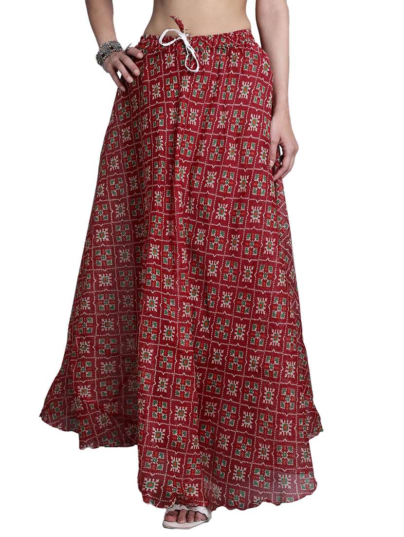 women printed flared maxi skirt - 20730372 -  Standard Image - 1