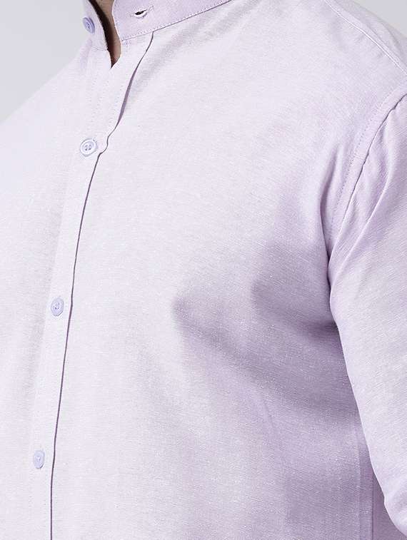 men lavender mandarin collar casual shirt - 20730400 -  Standard Image - 4