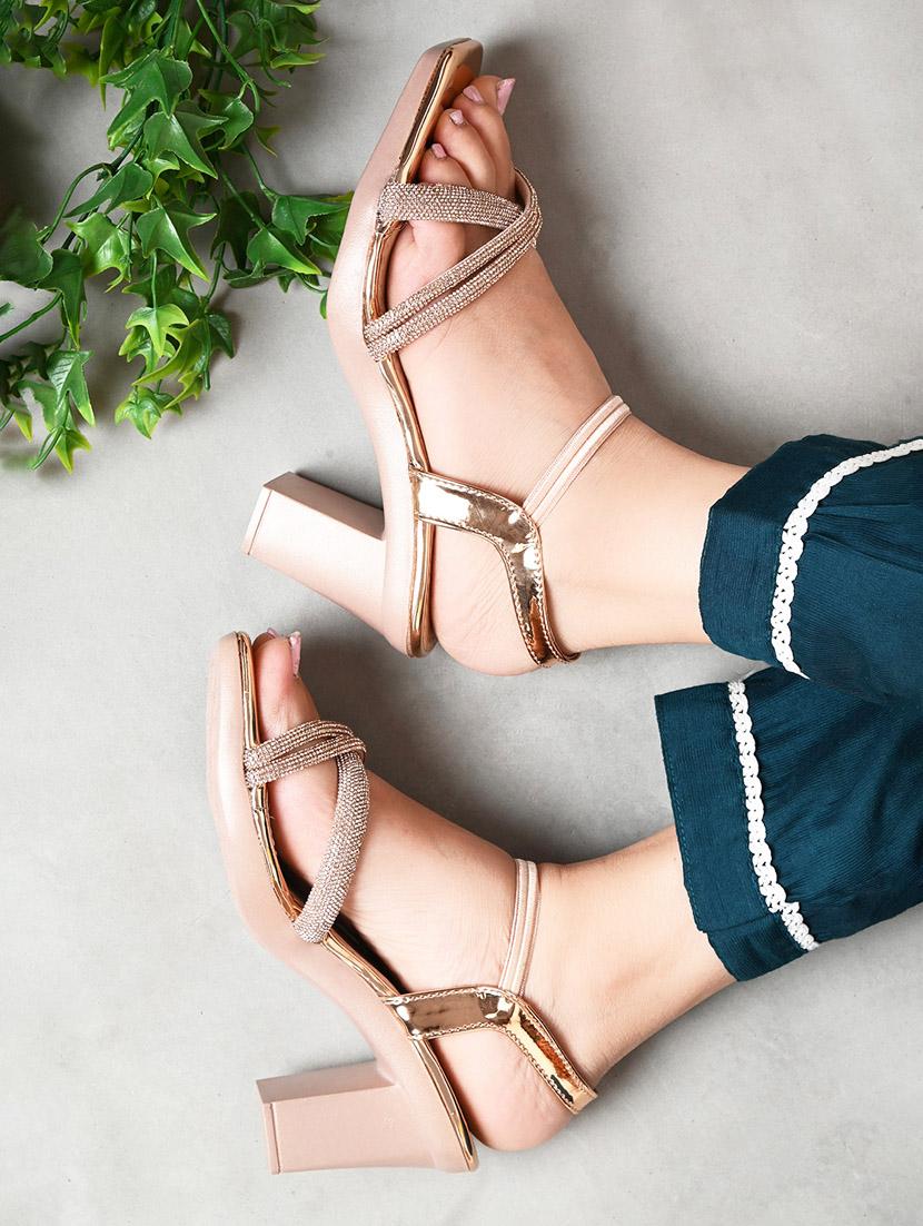 gold embellished ankle strap sandal - 20730428 - Standard Image - 1