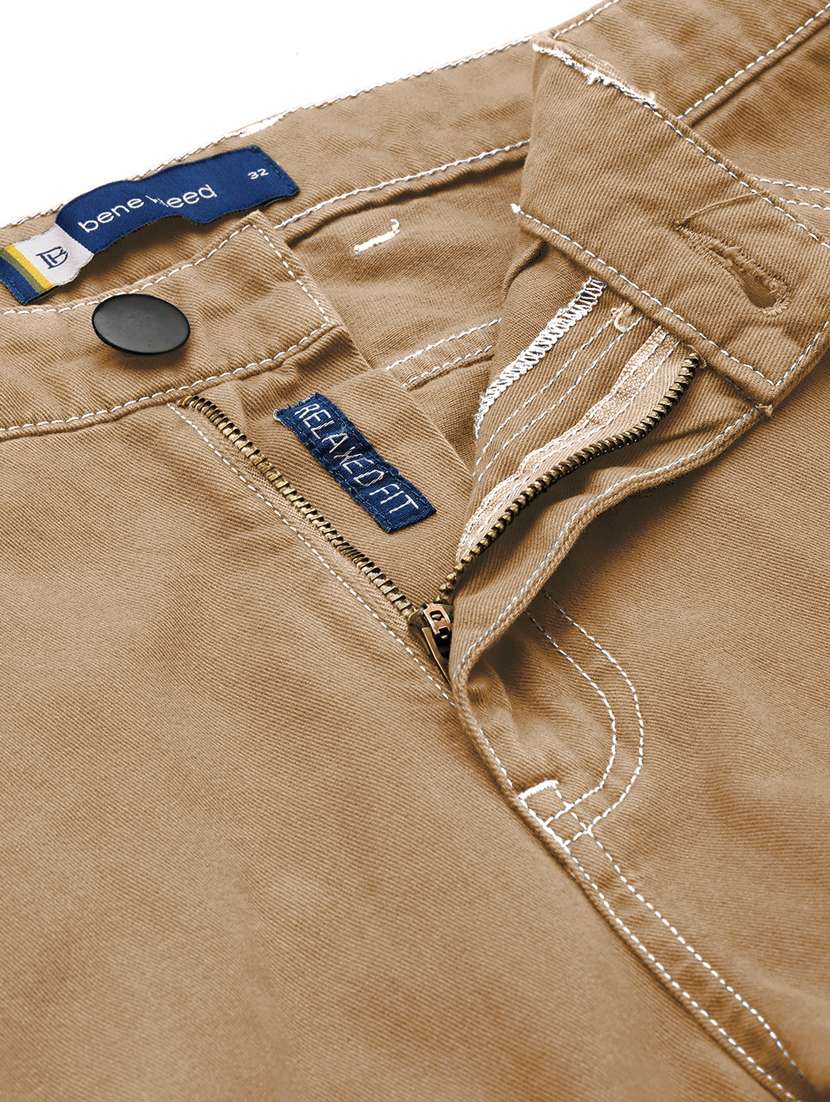 Buy online Men Mid Rise Solid Cargos from Bottom Wear for Men by