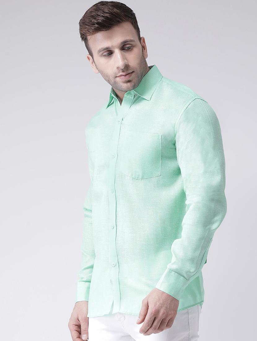 turquoise cotton blend casual shirt - 20733045 - Standard Image - 1