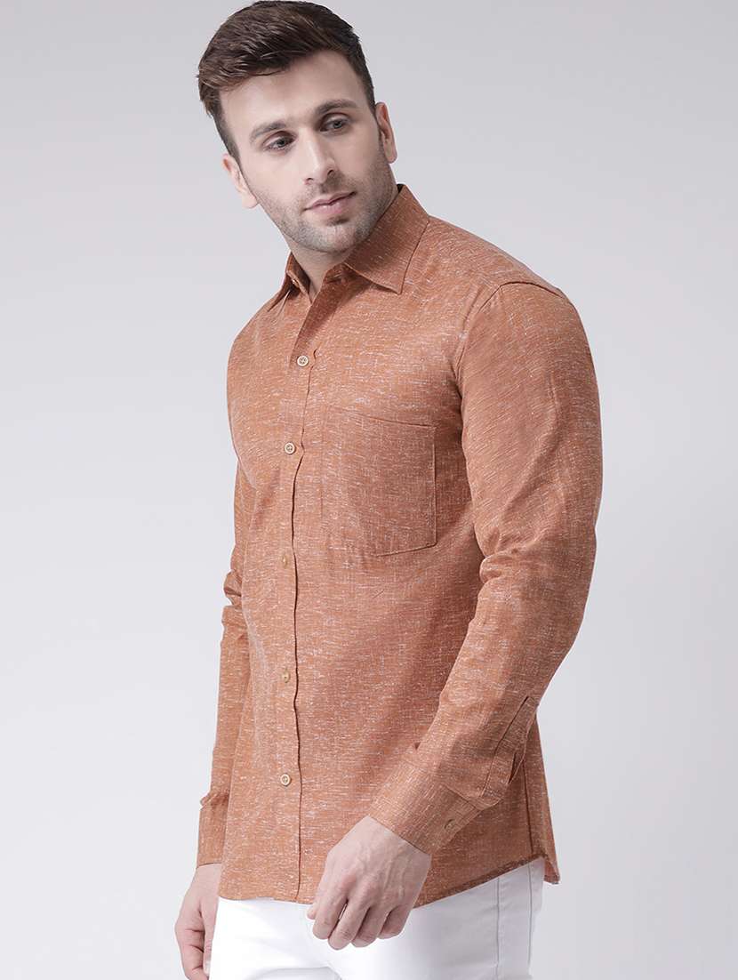 men brown full sleeve casual shirt - 20733049 - Standard Image - 1