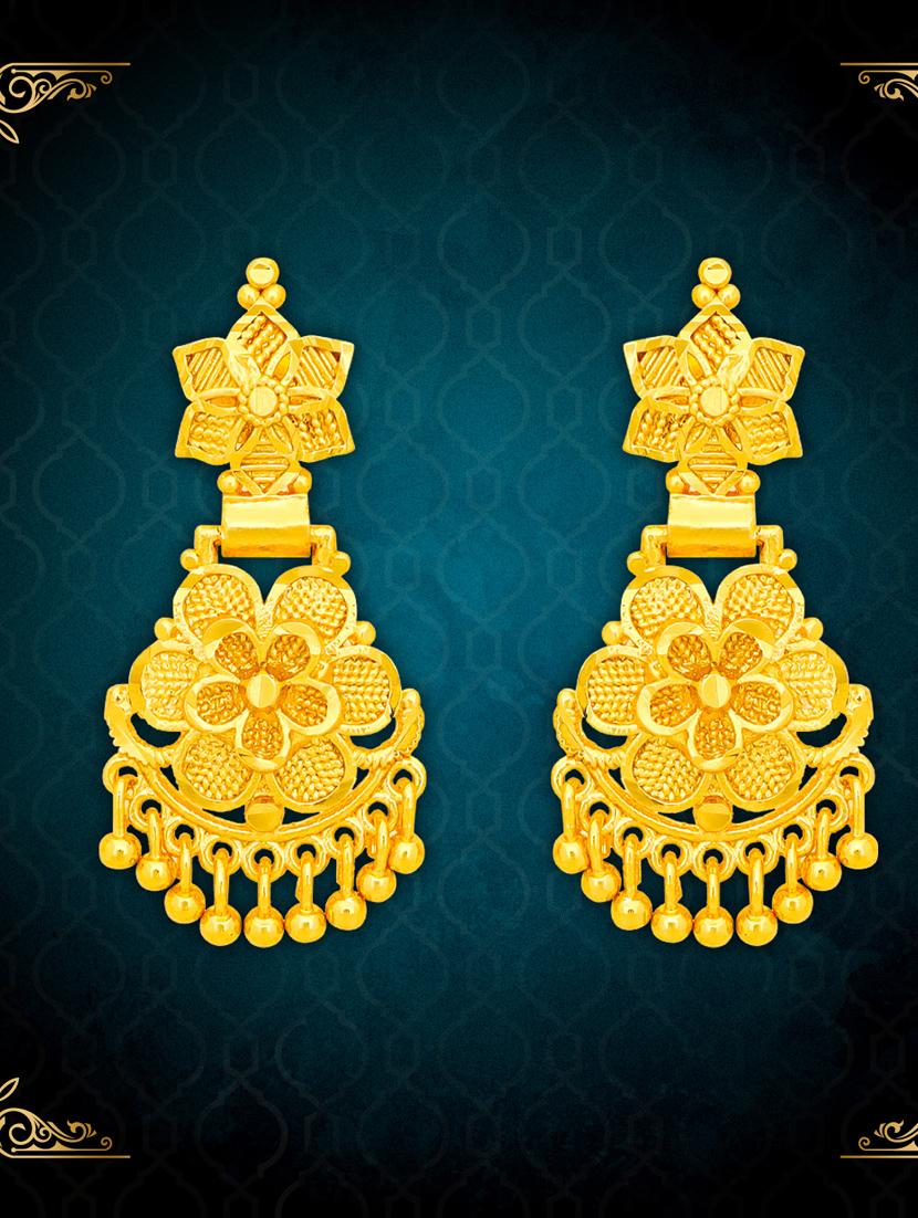 gold plated metal drop earring - 20733066 - Zoom Image - 0