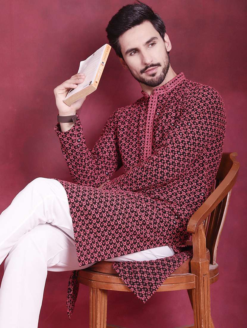 men mandarin neck kurta pyjama ethnic wear set - 20733069 -  Standard Image - 4