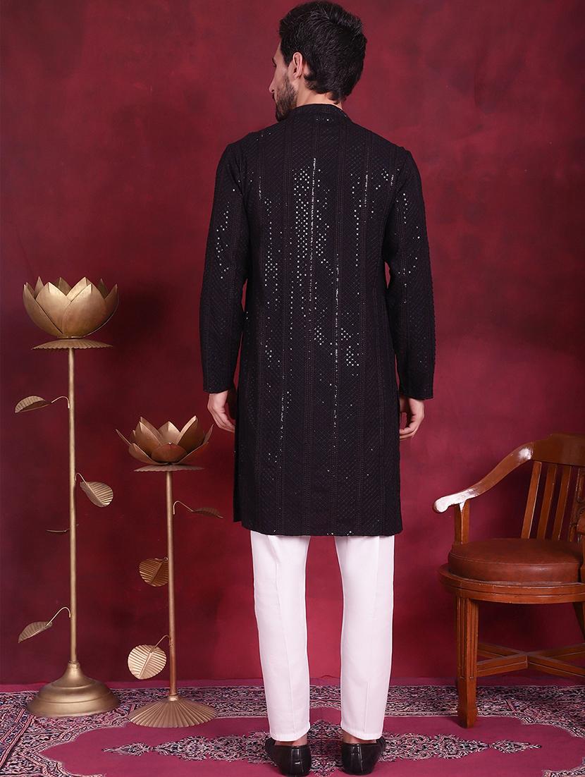 men mandarin neck kurta pyjama ethnic wear set - 20733076 - Standard Image - 4