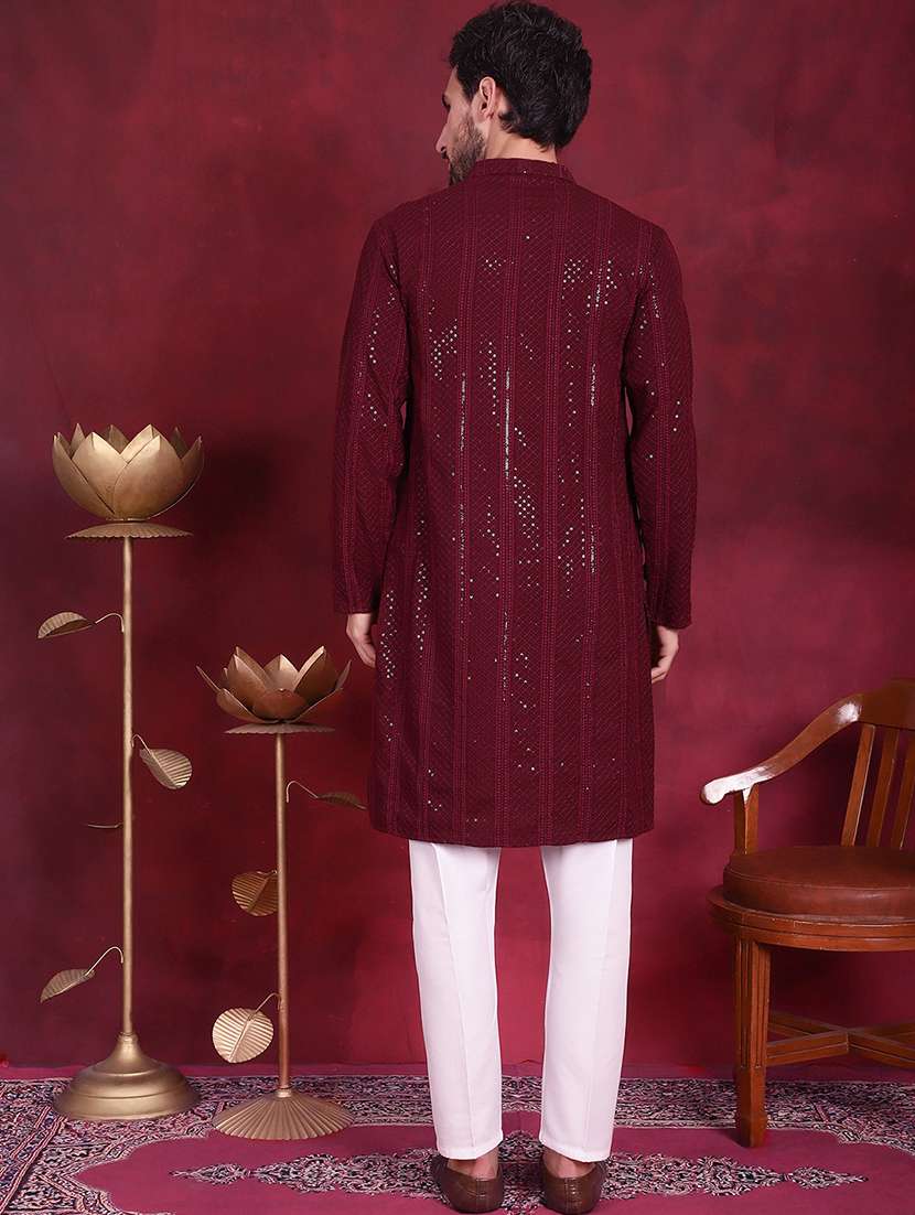 men mandarin neck kurta pyjama ethnic wear set - 20733077 -  Standard Image - 4