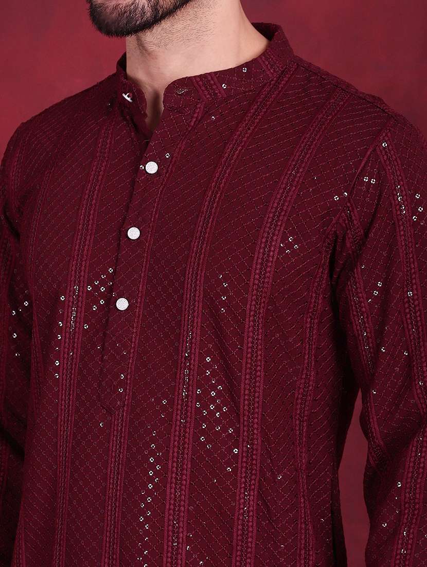 men mandarin neck kurta pyjama ethnic wear set - 20733077 -  Standard Image - 6