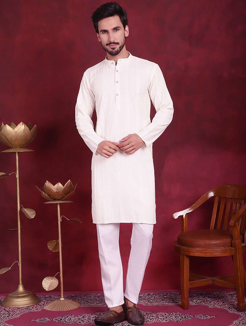 men mandarin neck kurta pyjama ethnic wear set - 20733080 -  Standard Image - 1