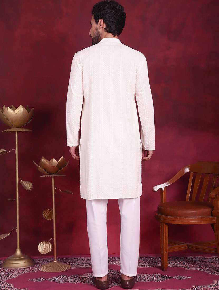 men mandarin neck kurta pyjama ethnic wear set - 20733080 -  Standard Image - 4