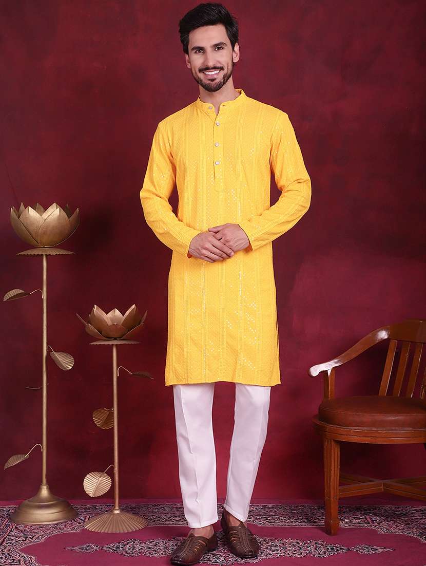 men mandarin neck kurta pyjama ethnic wear set - 20733081 -  Standard Image - 1