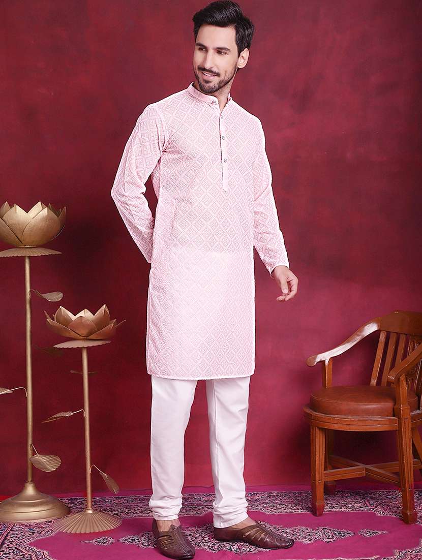 men mandarin neck kurta pyjama ethnic wear set - 20733086 -  Standard Image - 1
