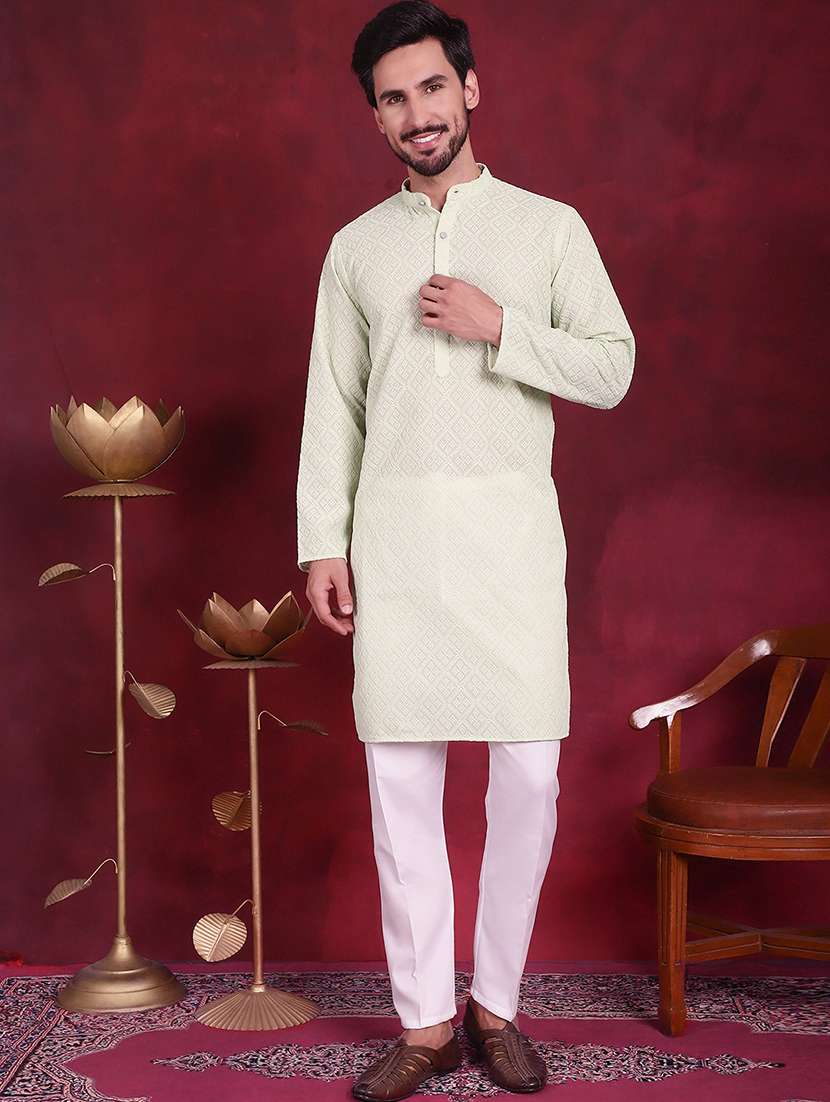 men mandarin neck kurta pyjama ethnic wear set - 20733087 -  Standard Image - 4