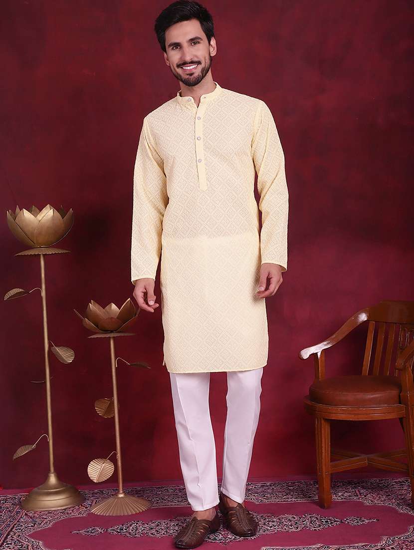men mandarin neck kurta pyjama ethnic wear set - 20733089 -  Standard Image - 1