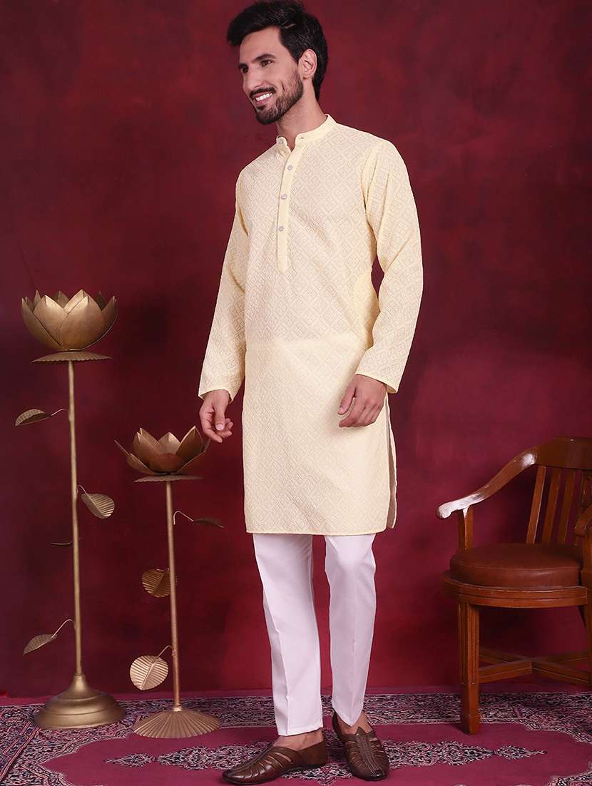 men mandarin neck kurta pyjama ethnic wear set - 20733089 -  Standard Image - 4