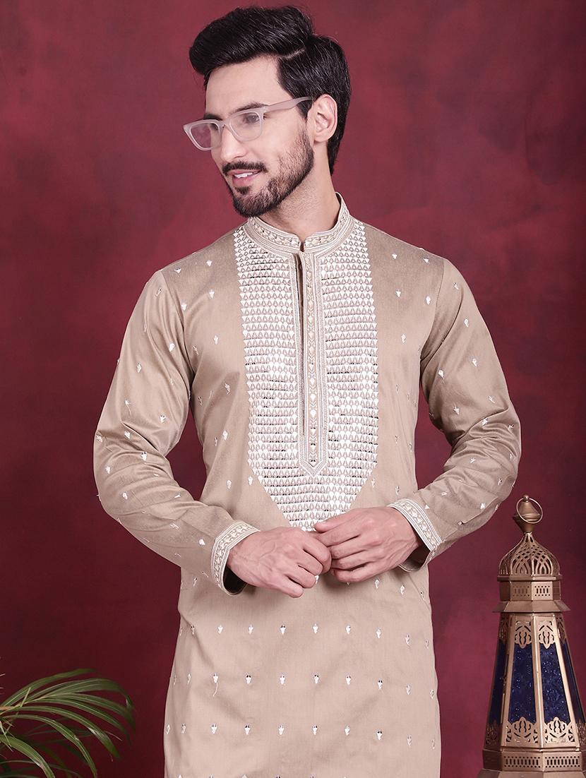 men mandarin neck kurta pyjama ethnic wear set - 20733096 - Standard Image - 1