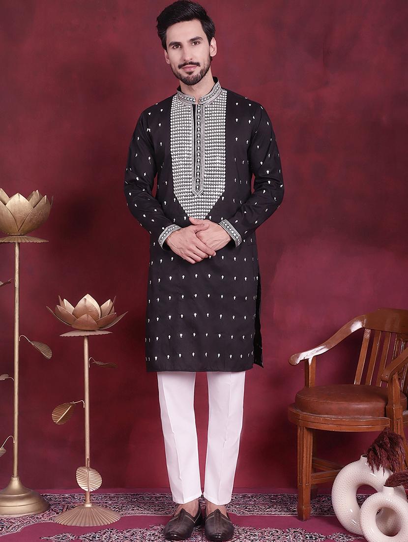 men mandarin neck kurta pyjama ethnic wear set - 20733097 - Standard Image - 1